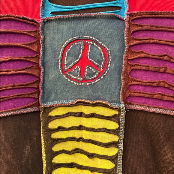 VTG Y2K Rising International Bohemian Hippie Peace Full Zip Hoodie Size L - Picture 5 of 8